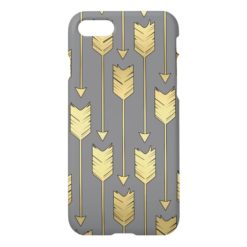 Gray and Faux Gold Arrows Pattern iPhone 7 Case
