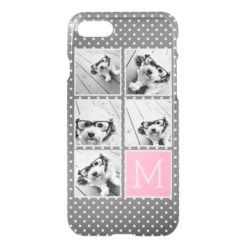 Gray and Pink Instagram 5 Photo Collage Monogram iPhone 7 Case