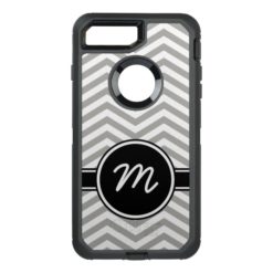 Gray and White Chevron Monogrammed OtterBox Defender iPhone 7 Plus Case