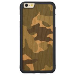 Green Camo Military Cool Wood iPhone 6 6S Plus Carved Cherry iPhone 6 Plus Bumper Case