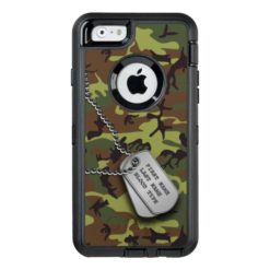 Green Camo w/ Dog Tag OtterBox Defender iPhone Case