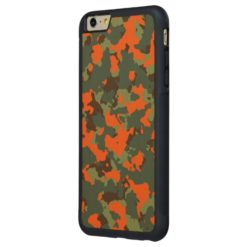 Green Camo with Blaze Safety Orange Carved Maple iPhone 6 Plus Bumper