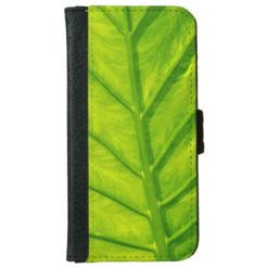 Green tropical leaf print iphone wallet case