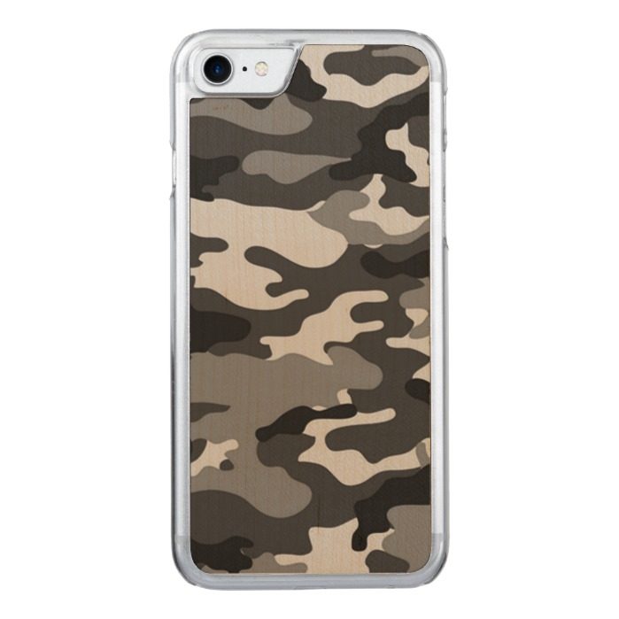 Grey camouflage iPhone 6 Wood Carved iPhone 7 Case
