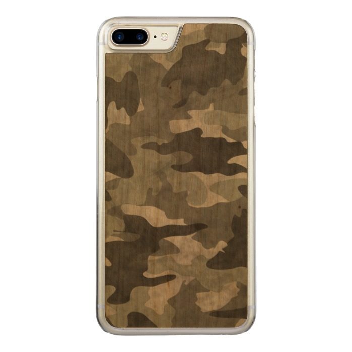 Grunge Black and Gray Camo Camouflage Pattern Wood Carved iPhone 7 Plus Case