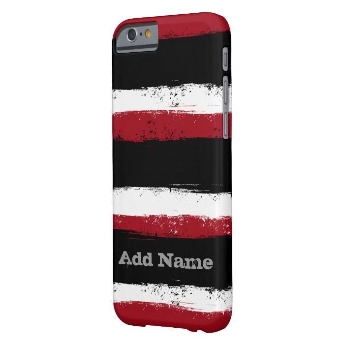 Grunge Stripes with Name - black red white Barely There iPhone 6 Case