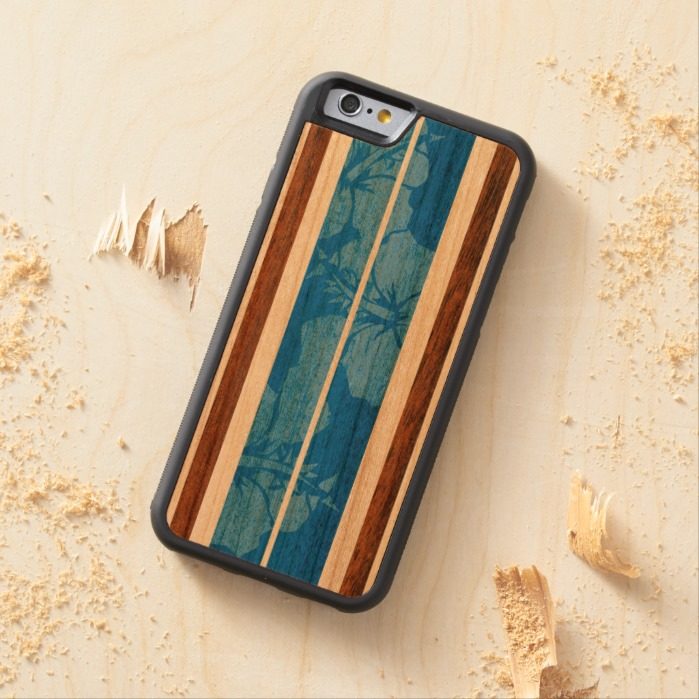 Haleiwa Surfboard Hawaiian Striped Carved Cherry iPhone 6 Bumper Case