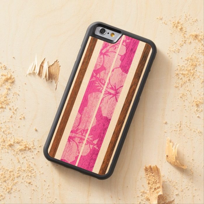 Haleiwa Surfboard Hawaiian Striped Carved Maple iPhone 6 Bumper Case