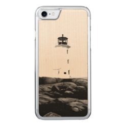 Hand Made Real Wood Peggy's cove Lighthouse Carved iPhone 7 Case