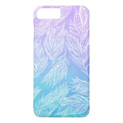 Handdrawn paisley Feather Purple Teal Watercolor iPhone 7 Plus Case