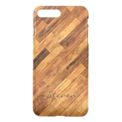 Hardwood Wood Grain Floor Pattern Monogram Name iPhone 7 Plus Case