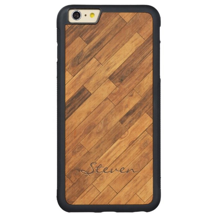 Hardwood Wood Grain Floor - Personalized Name Carved Maple iPhone 6 Plus Bumper Case