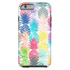 Hawaiian Pineapple Pattern Tropical Watercolor Tough iPhone 6 Case