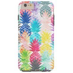 Hawaiian Pineapple Pattern Tropical Watercolor Tough iPhone 6 Plus Case