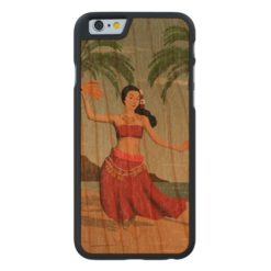 Hawaiian Vintage Hula Girl Distressed Postcard Carved Cherry iPhone 6 Case