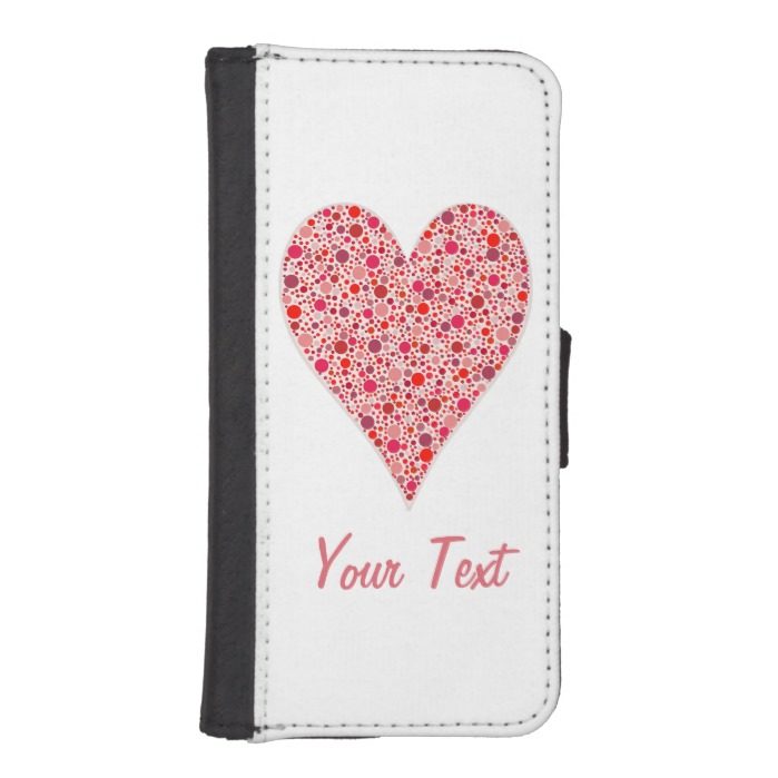Heart Shape Crimson Polka Dots on Pink iPhone SE/5/5s Wallet