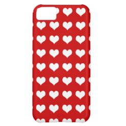 Hearts white on red cover for iPhone 5C