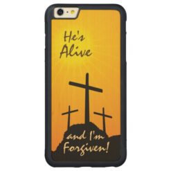 He's Alive I'm Forgiven Three Crosses Wood Case