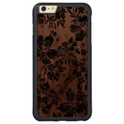 Hibiscus Pareau Hawaiian Floral Aloha Carved Walnut iPhone 6 Plus Bumper Case