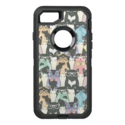 Hipster Cute Cats Pattern OtterBox Defender iPhone 7 Case
