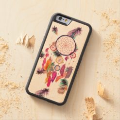 Hipster Watercolor Dreamcatcher Feather Pattern Carved Maple iPhone 6 Bumper Case