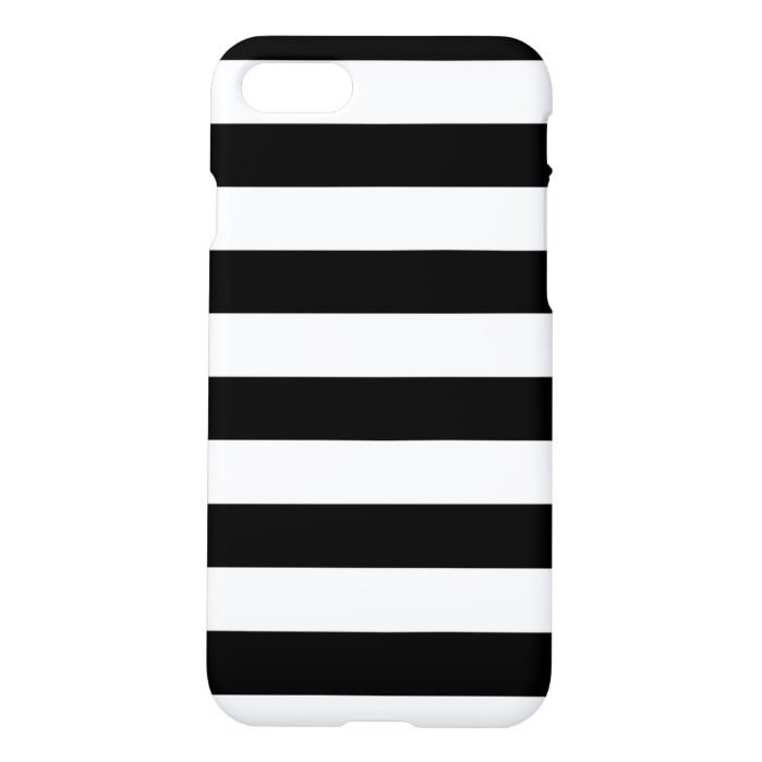 Horizontal Black and White Stripe Pattern iPhone 7 Case