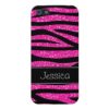 Hot Pink Faux Glitter Zebra Personalized Case For iPhone SE/5/5s