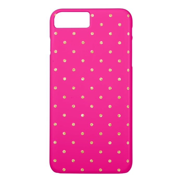 Hot Pink Gold Glitter Small Polka Dots Pattern iPhone 7 Plus Case