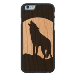 Howling wolf silhouette wood iPhone 6 case