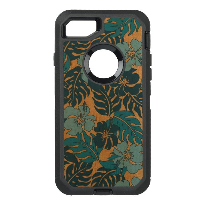 Huakini Bay Hawaiian Hibiscus Vintage Faux Wood OtterBox Defender iPhone 7 Case