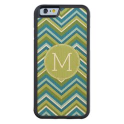 Huge Bright Chevron Pattern with Custom Monogram Carved Maple iPhone 6 Bumper