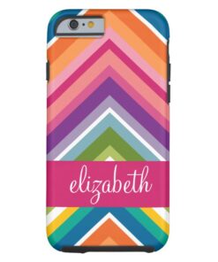 Huge Colorful Chevron Pattern with Name Tough iPhone 6 Case