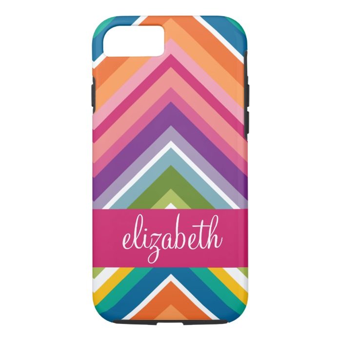 Huge Colorful Chevron Pattern with Name iPhone 7 Case
