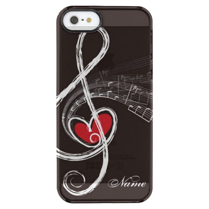 I HEART MUSIC Treble Clef Black Personalized Clear iPhone SE/5/5s Case