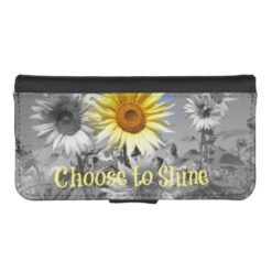 Inspirational Choose to Shine Quote with Sunflower Wallet Phone Case For iPhone SE/5/5s