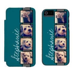 Instagram Collage - 4 photos blue background Wallet Case For iPhone SE/5/5s