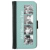 Instagram Photo Collage 4 pictures - blue stripes Wallet Phone Case For iPhone 6/6s