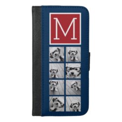 Instagram Photo Collage Monograms - Red Navy iPhone 6/6s Plus Wallet Case