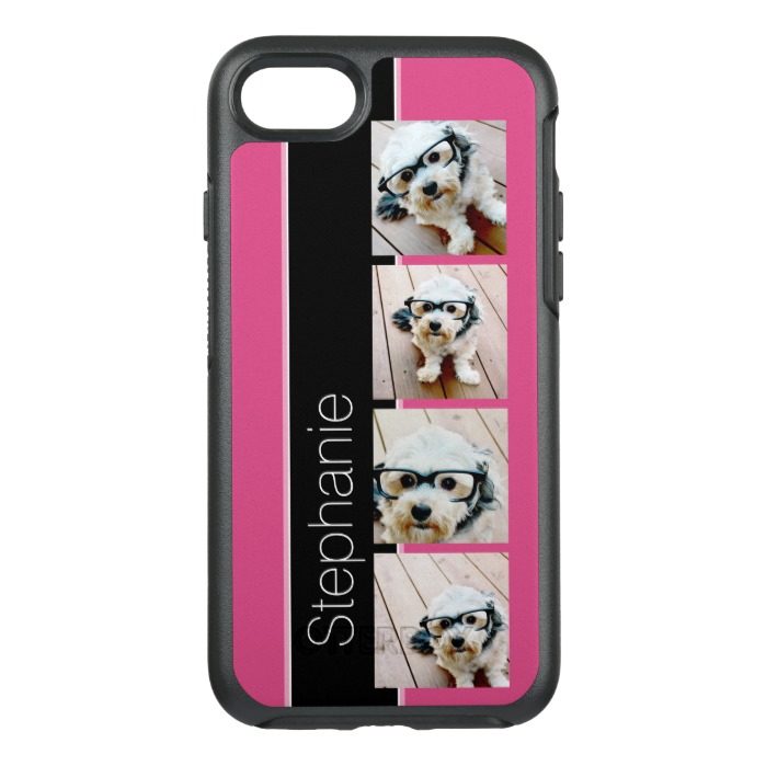 Instagram Photo Collage with Bright Pink and Black OtterBox Symmetry iPhone 7 Case