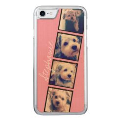 Instagram Photo Display - 4 photos pink name Carved iPhone 7 Case