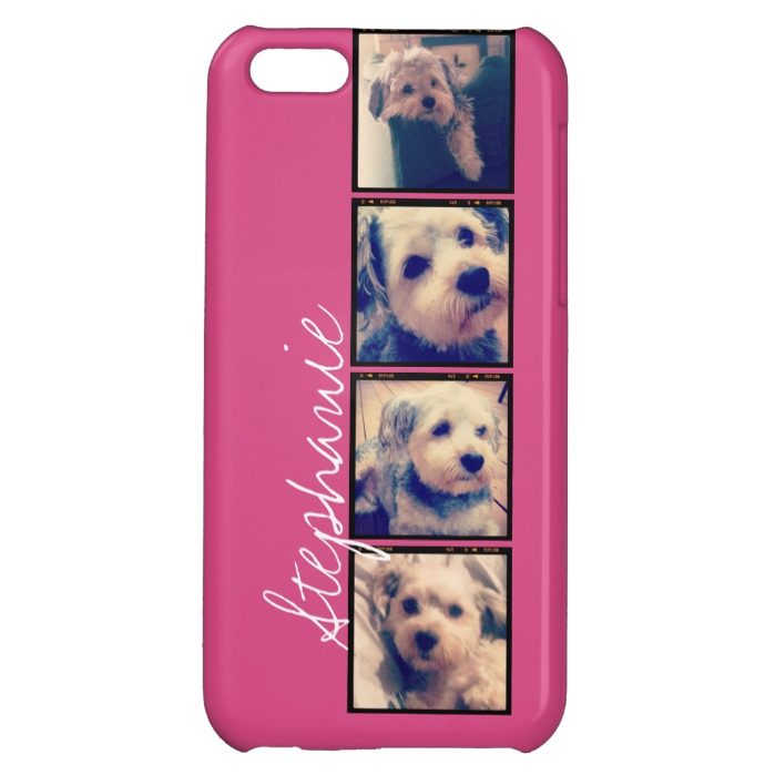 Instagram Photo Display - 4 photos pink name iPhone 5C Case