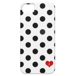 Iphone 5 Polka Dot Black & White Dotted Heart Case