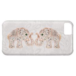 Jewel Elephants Photo & Paisley Lace iPhone 5 Case