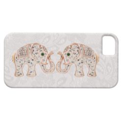 Jewel Elephants Photo & Paisley Lace iPhone 5 Case