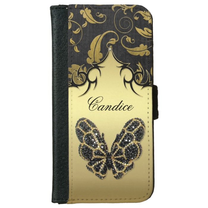 Jeweled Butterfly Damask - iPhone 6 Wallet Phone Case For iPhone 6/6s