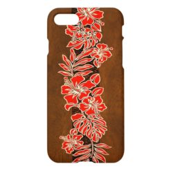 Kalaheo Hawaiian Hibiscus Tapa Faux Wood iPhone 7 Case
