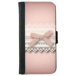 Kawaii Cute princess Pink bow Lace girly iPhone 6/6s Wallet Case