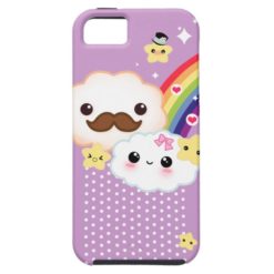 Kawaii clouds with rainbow and stars on purple iPhone SE/5/5s case