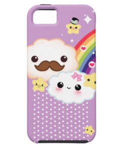 Kawaii clouds with rainbow and stars on purple iPhone SE/5/5s case