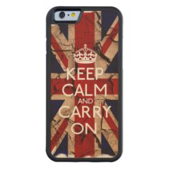 Keep Calm And Carry On Dirty Vintage UK Carved Maple iPhone 6 Bumper
